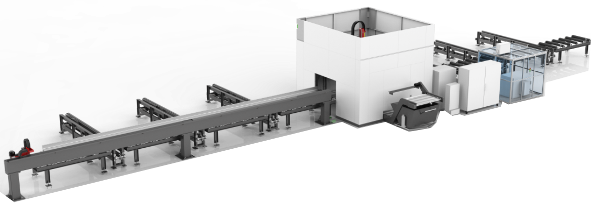 Stație de lucru 3D cu laser pentru profilele din oțel structural cu sistem automat de încărcare și descărcare