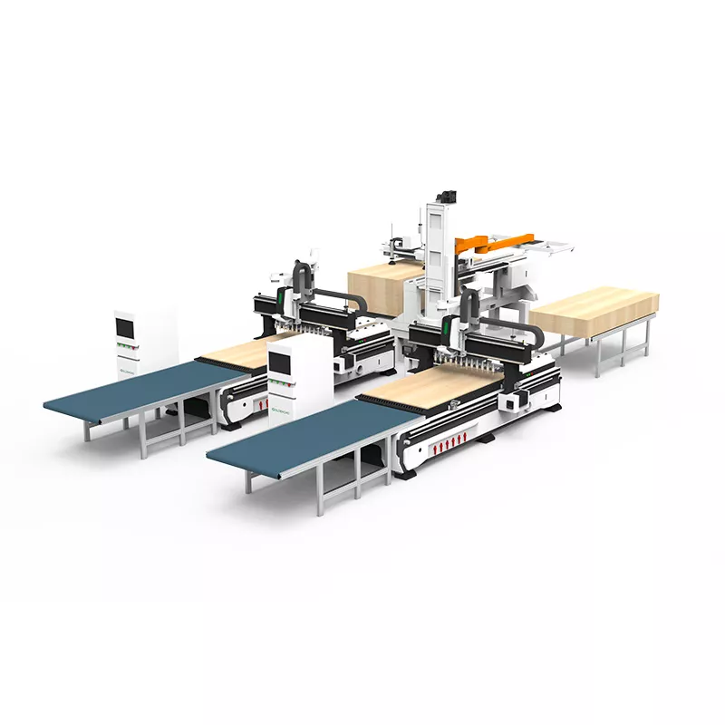 Linie de producție pentru mobilă, cu robot pe 4 axe, tip 1-la-2 2