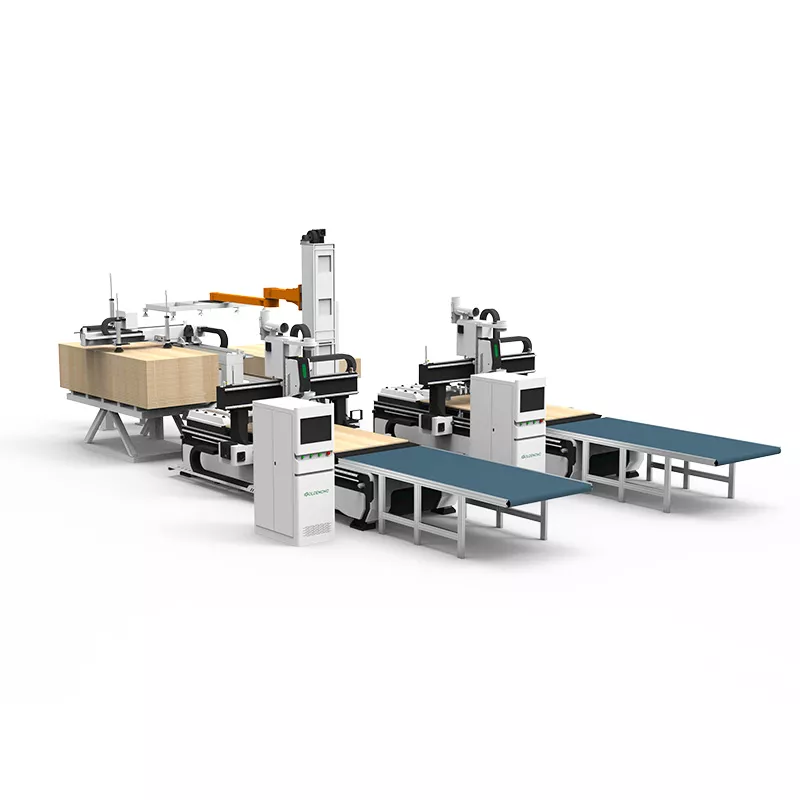 Linie de producție pentru mobilă, cu robot pe 4 axe, tip 1-la-2 3
