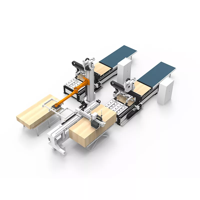 Linie de producție pentru mobilă, cu robot pe 4 axe, tip 1-la-2